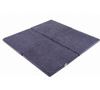 MeowBaby Alfombra de juego para niños, cuadrado 120x120cm, terciopelo gris-azul