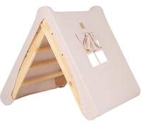 MeowBaby Casa trepadora triangular con marco plegable natural, rosa