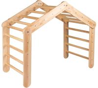 MeowBaby Escalera de gimnasio 112x61x94cm triángulo de escalada pikler, natural