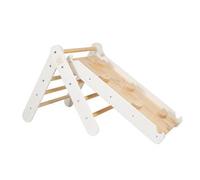 MeowBaby - Escalera tobogán con pared de Escalada 2 en 1 Madera blanca