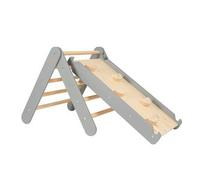 MeowBaby - Escalera tobogán con pared de Escalada 2 en 1 Madera gris
