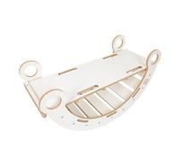 MeowBaby - Mecedora Grande de Madera Blanca con Tobogán y Cojín Gris “Large Dream Rocker White”