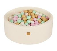 MEOWBABY Piscina de Bolas para bebé, Redonda, 90 x 30 cm, para niños, con 200 Bolas, Color Blanco, Rosa Pastel, Menta/Blanco/Beige