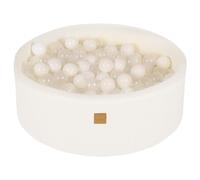 MEOWBABY Piscina de Bolas para bebé, Redonda, 90 x 30 cm, para niños, con 200 Bolas, Color Blanco y Transparente.