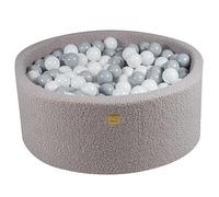 MEOWBABY Piscina de Bolas para bebé, Redonda, 90 x 40 cm, para niños, con 300 Bolas, Color Gris: Blanco/Gris