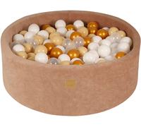 MEOWBABY Piscina de Bolas para bebé, Redonda, 90 x 30 cm, para niños, con 200 Bolas, Terciopelo, Beige: Dorado/Beige/Blanco/Transparente