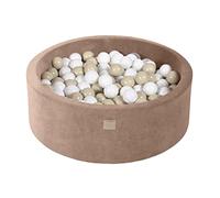 MEOWBABY Piscina de Bolas Velvet 90X30cm/200 Bolas ø 7cm para Bébé Redonda Hecho en EU Beige: Blanco/Beige