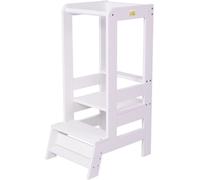 MeowBaby - Taburete de cocina de madera para bebés color blanco