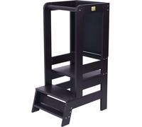 MeowBaby - Taburete de cocina de madera para bebés color negro con tablero