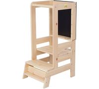 MeowBaby - Taburete de cocina de madera para bebés color natural con tablero