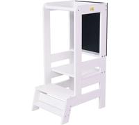 MeowBaby - Taburete de cocina de madera para bebés color blanco con tablero