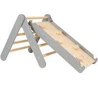MeowBaby Triángulo de escalada con tobogán para niños - montessori gris