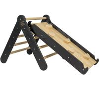 MeowBaby Triángulo de escalada con tobogán para niños - montessori negro