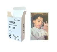 MEOWCAFE Fundas de colores prémium de 61 x 91 mm para tarjetas fotográficas Kpop de doble manga, fuertes, gruesas, de alta claridad, 100 fundas (blanco)