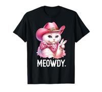 Meowdy Cat Bachelorette Cowboy Cute Pink Cowgirl Funny Cat Camiseta