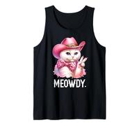 Meowdy Cat Bachelorette Cowboy Cute Pink Cowgirl Funny Cat Camiseta sin Mangas
