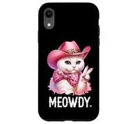 Meowdy Cat Bachelorette Cowboy Cute Pink Cowgirl Funny Cat Carcasa para iPhone XR