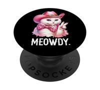 Meowdy Cat Bachelorette Cowboy Cute Pink Cowgirl Funny Cat PopSockets PopGrip Adhesivo