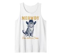 Meowdy Cat Detective Western Feline Noir Criminal Hunter Camiseta sin Mangas