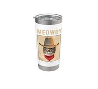 Meowdy Cowboy Hat Cat Funny Kitty Kitten Cats Lovers Vaso térmico de acero inoxidable de doble pared