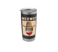 Meowdy Cowboy Hat Cat Funny Kitty Kitten Cats Lovers Vaso térmico de acero inoxidable de doble pared