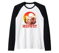 Meowdy! Funny Country Music Cat Cowboy Hat Vintage Camiseta Manga Raglan
