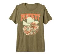 Meowdy! Funny Country Music Cat Cowboy Hat Vintage Camiseta Premium