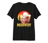 Meowdy! Funny Country Music Cat Cowboy Hat Vintage Camiseta Premium