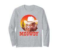 Meowdy! Funny Country Music Cat Cowboy Hat Vintage Manga Larga