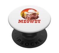 Meowdy! Funny Country Music Cat Cowboy Hat Vintage PopSockets PopGrip Adhesivo