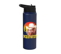 Meowdy! Funny Country Music Cat Cowboy Hat Vintage Stainless Steel Insulated Water Bottle
