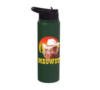 Meowdy! Funny Country Music Cat Cowboy Hat Vintage Stainless Steel Insulated Water Bottle