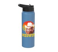 Meowdy! Funny Country Music Cat Cowboy Hat Vintage Stainless Steel Insulated Water Bottle