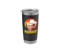 Meowdy! Funny Country Music Cat Cowboy Hat Vintage Vaso térmico de acero inoxidable de doble pared