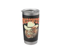 Meowdy! Funny Country Music Cat Cowboy Hat Vintage Vaso térmico de acero inoxidable de doble pared