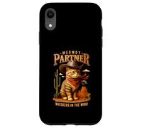 Meowdy Partner Whiskers In Wind Western Cowboy Cat Rodeo Carcasa para iPhone XR