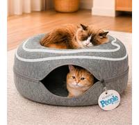 MEOWFIA Peekaboo - Cueva para gatos múltiples y grandes de hasta 30-45 libras, cama tipo túnel desmontable y lavable para arañazos, cómoda cueva para gatos (gris oscuro, grande)