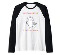 Meowgical - Gatito de 21 años de Edad, Divertido Amante de los Gatos Camiseta Manga Raglan