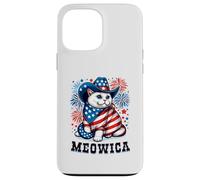 Meowica 4 de Julio patriótico Americano Fuegos Artificiales Gato Meowica Carcasa para iPhone 13 Pro MAX