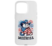 Meowica 4 de Julio patriótico Americano Fuegos Artificiales Gato Meowica Carcasa para iPhone 15 Pro MAX