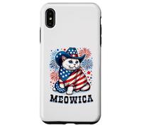 Meowica 4 de Julio patriótico Americano Fuegos Artificiales Gato Meowica Carcasa para iPhone XS MAX