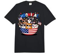 Meowica Cat 4 de Julio Bandera Estadounidense Comfort Colors Adult Heavyweight T-Shirt