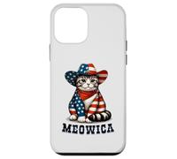 Meowica Cat 4 de Julio Bandera Estadounidense Fuegos Artificiales Gato patriótico Carcasa para iPhone 12 Mini