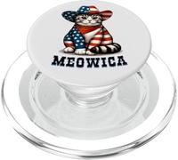 Meowica Cat 4 de Julio Bandera Estadounidense Fuegos Artificiales Gato patriótico PopSockets PopGrip para MagSafe