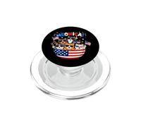 Meowica Cat 4 de Julio Bandera Estadounidense PopSockets PopGrip para MagSafe