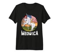Meowica Cat Unicorn American Flag 4th of July Patriotic Camiseta Premium