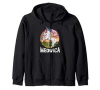 Meowica Cat Unicorn American Flag 4th of July Patriotic Sudadera con Capucha