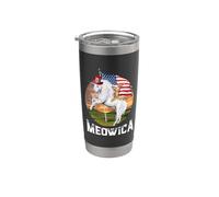 Meowica Cat Unicorn American Flag 4th Of July Patriotic Vaso térmico de acero inoxidable de doble pared