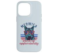 Meowica Tierra de Oppurrtunity 4 de Julio USA Cat Sunglasses Meme Carcasa para iPhone 14 Pro MAX