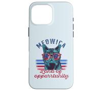 Meowica Tierra de Oppurrtunity 4 de Julio USA Cat Sunglasses Meme Carcasa para iPhone 16 Pro MAX